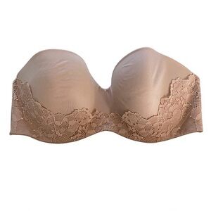 Victoria’s Secret strapless Elegant Lace Strapless Bra - Tan size 34D